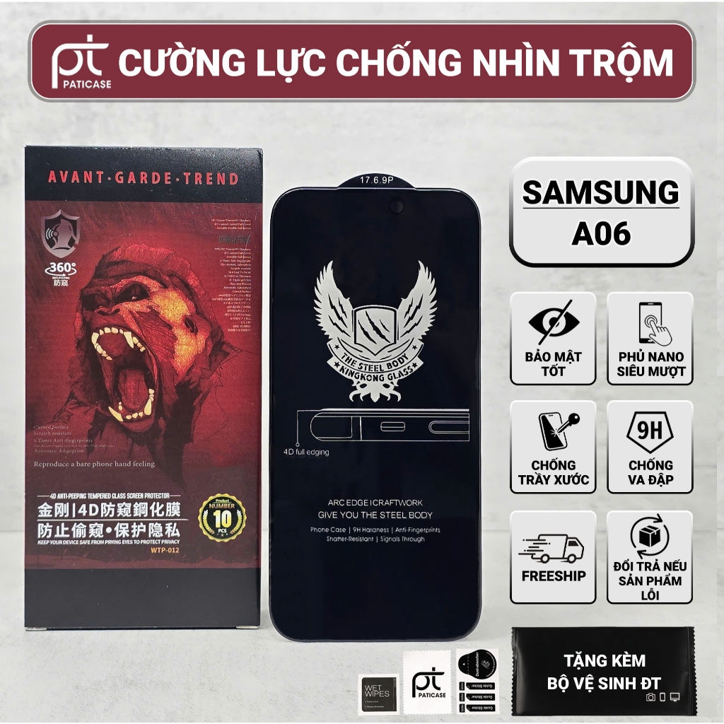 Cường lực Samsung A06 4G,5G chống nhìn trộm kính full màn bảo vệ màn hình cho ss galaxy Paticase