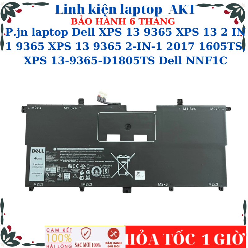 Sạc Pin laptop Dell XPS 13 9365 XPS 13 2 IN 1 9365 XPS 13 9365 2-IN-1 2017 1605TS, XPS 13-9365-D1805