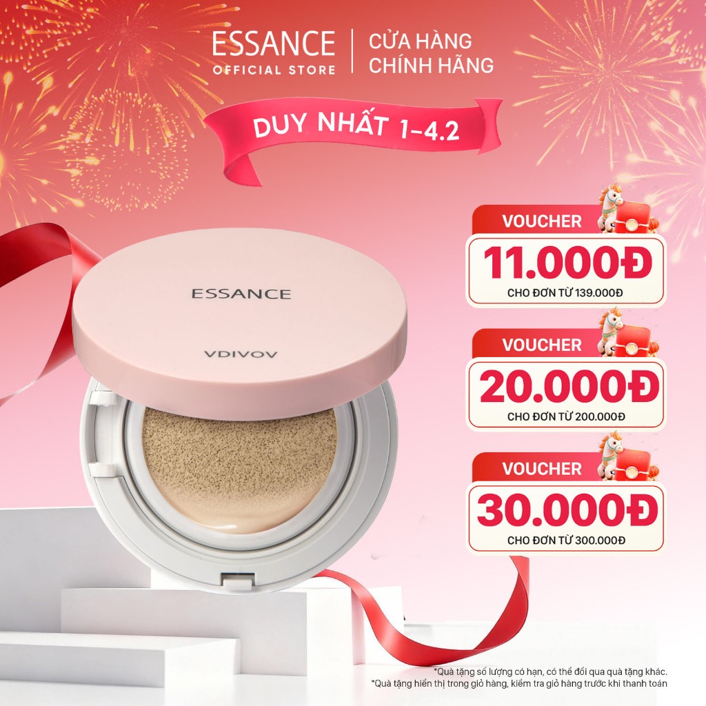 [ESSANCE OFFICIAL] Phấn nước mịn lì mờ khuyết điểm Essance Veil Fit Cushion SPF50+ PA+++ 15g