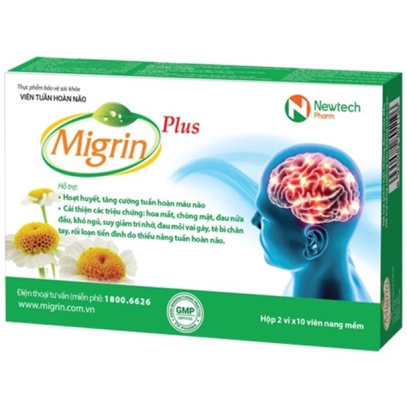 Migrin Plus - Viên uống tăng cường tuần hoàn máu não  ( Hộp 20 viên )