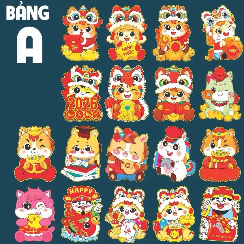 Sỉ 100 Cái Bao lì xì chibi 2026, bao lì xì dạ quang, bao lì xì 2026 mẫu mới