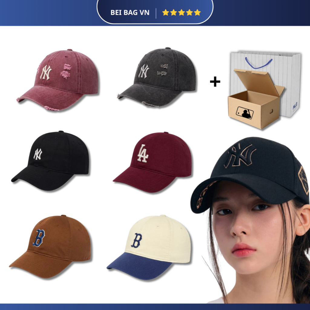 Mũ lưỡi trai MLB form cứng họa tiết thêu dành cho cả nam và nữ mẫu hot nhất 2026