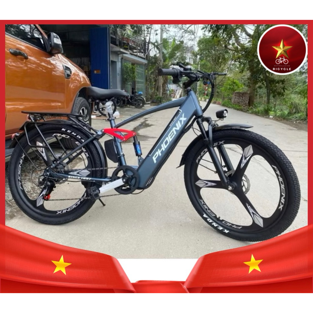 XE ĐẠP TRỢ LỰC ĐIỆN 3 CHẾ ĐỘ 𝐏𝐇𝐎𝐄𝐍𝐈𝐗 𝐐𝟏 48v400w-HỆ THỐNG GIẢM XÓC KÉP THỂ THAO-VÀNH ĐÚC CHẮC CHẮN