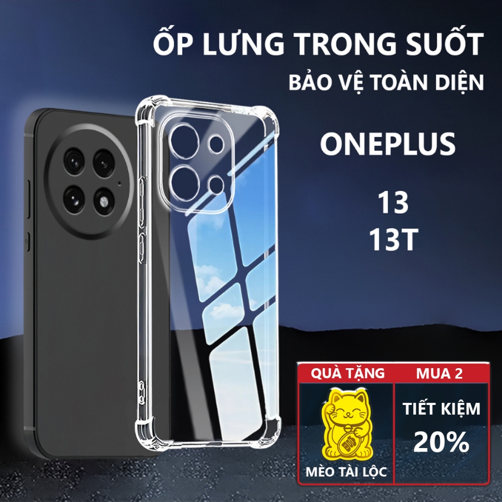 Ốp lưng OnePlus 13/ 13T chống sốc, trong suốt, silicon, bảo vệ camera-Pancase