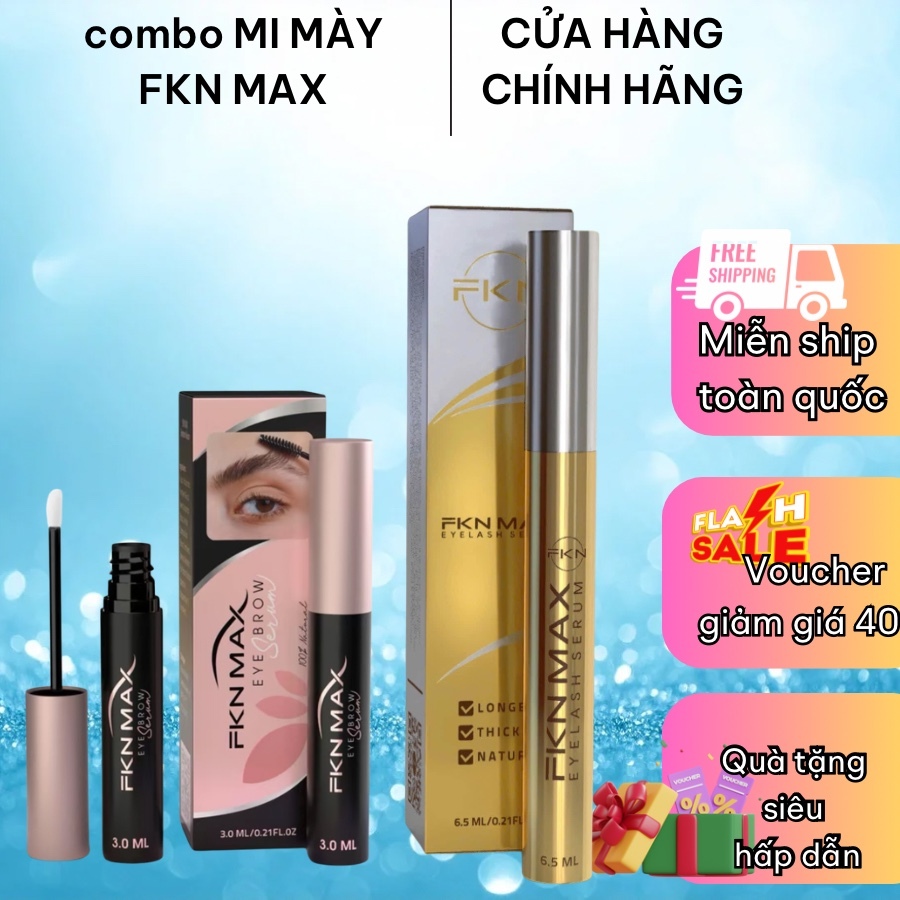 Combo dưỡng mi và dưỡng mày FKN MAX giúp mày rậm mi dài và dày hiệu quả nhanh an toàn từ thiên nhiên