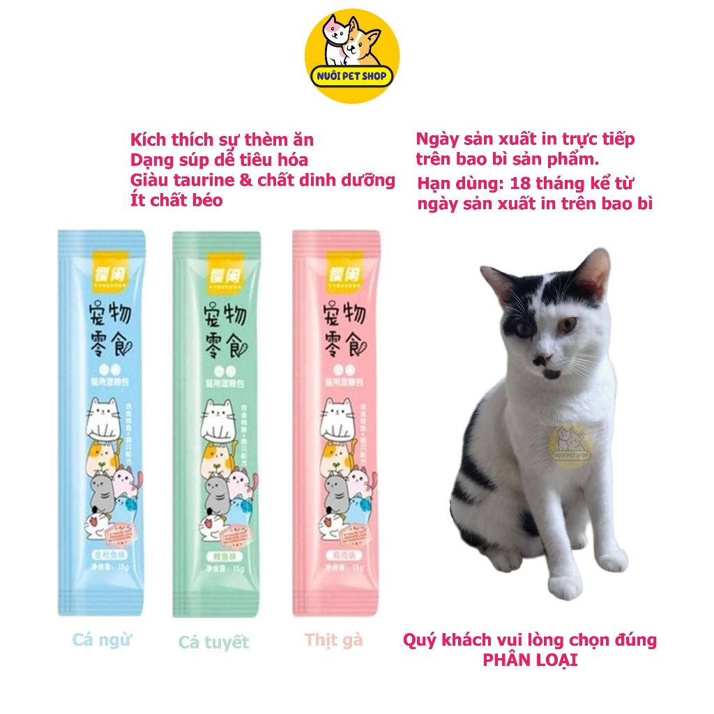 Combo 100-200 Thanh Súp Thưởng Cho Mèo Shizuka, Soup Thưởng Cho Mèo, Súp Dinh Dưỡng,Bù nước cho mèo