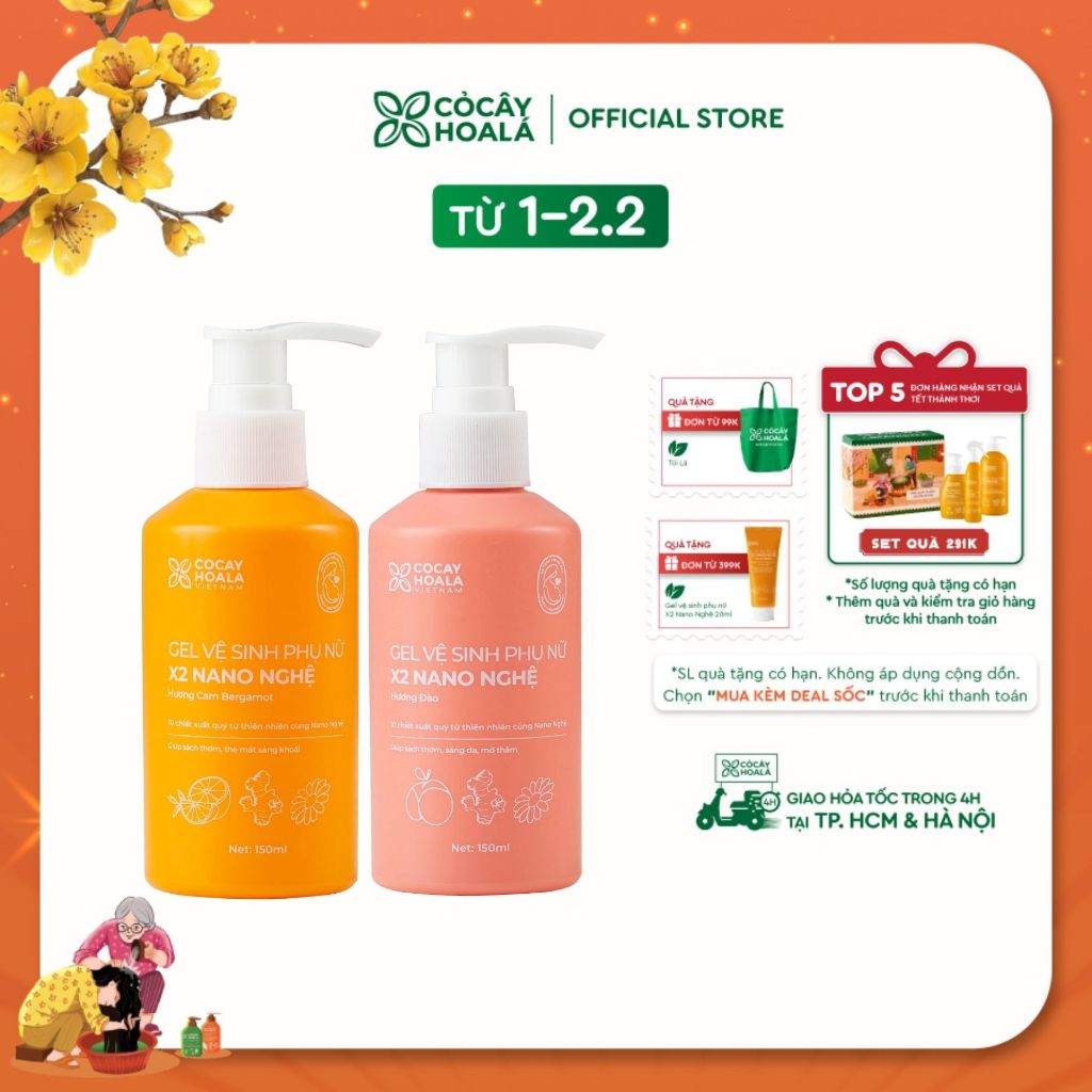 [HỎA TỐC HCM] Dung Dịch Vệ Sinh Cỏ Cây Hoa Lá Gel x2 Nano Nghệ Phiên Bản Mới Làm Sạch Dịu Nhẹ 150ml