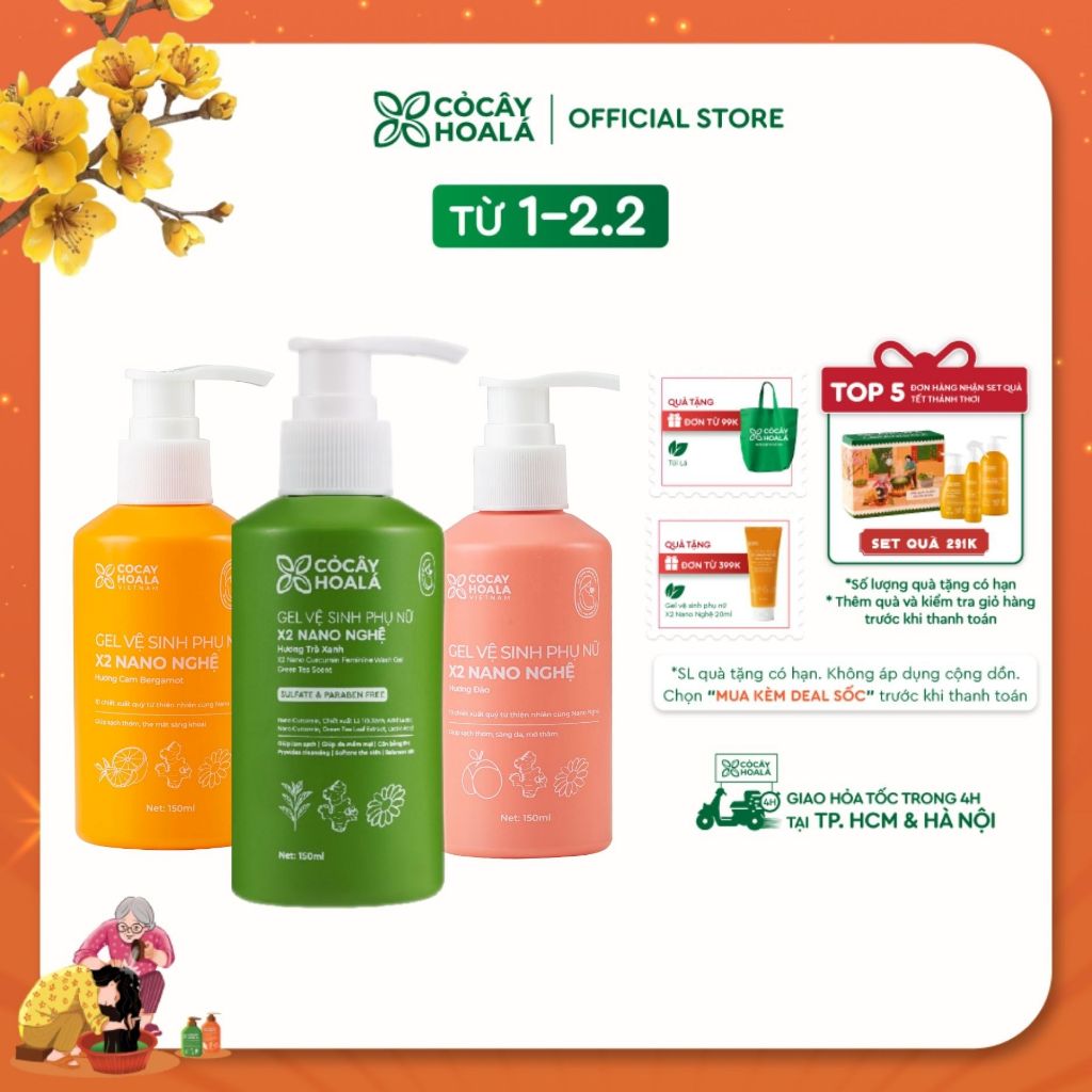 [HỎA TỐC HCM] Dung Dịch Vệ Sinh Cỏ Cây Hoa Lá Gel x2 Nano Nghệ Làm Sạch 150ml Cho Mẹ Bầu