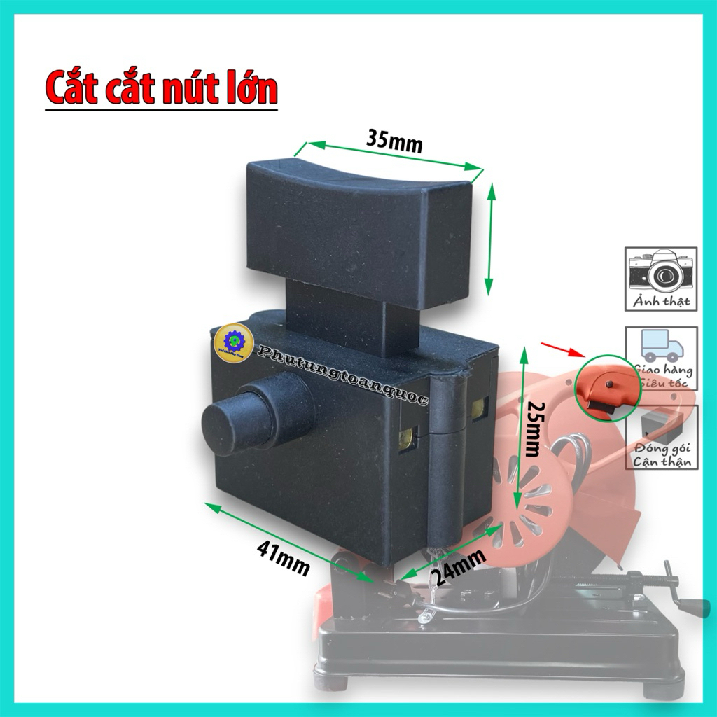 Công Tắc Máy Cắt Sắt Nút Lớn, Thay Thế Cho Máy Lưỡi 355mm ACZ, Total, Amaxtools (Đen hoặc đỏ) Giao n