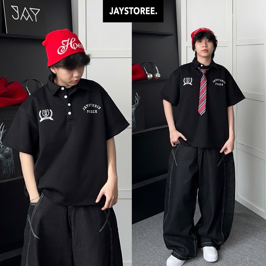 POLO PEACE FORM BOXY - Áo thun Polo 2Da form rộng nam nữ unisex 🖤 Áo phông boxy Brand Jaystoree | BigBuy360 - bigbuy360.vn