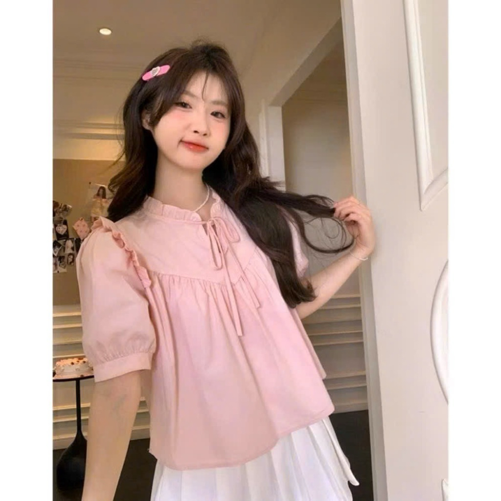 Áo babydoll xinh yêu tay bí xoè xinh BB99