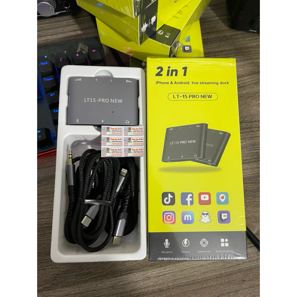 Box Livestream Stereo LT15 Pro max Chất Lượng Cao, Vừa Sạc Vừa Live PK 2 Chiều,Tích Hợp 2 Cổng Type 