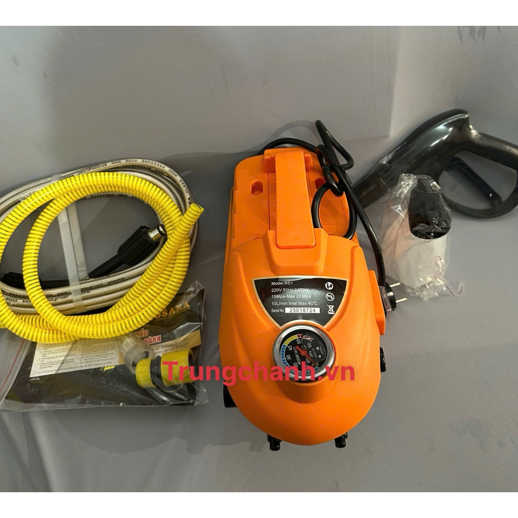 Máy xịt rửa xe cao áp Osaka RS1 - Màu cam - 2400W - Motor cảm ứng từ lõi đồng 100% - Chính hãng