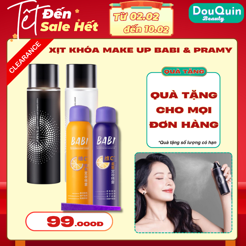 [XẢ-KHO] Xịt Kkhóa Nền Chai Xịt Khóa Lớp Trang Điểm Makeup BABI PRAMY Dưỡng Ẩm Kiềm Dầu Chống Thấm N