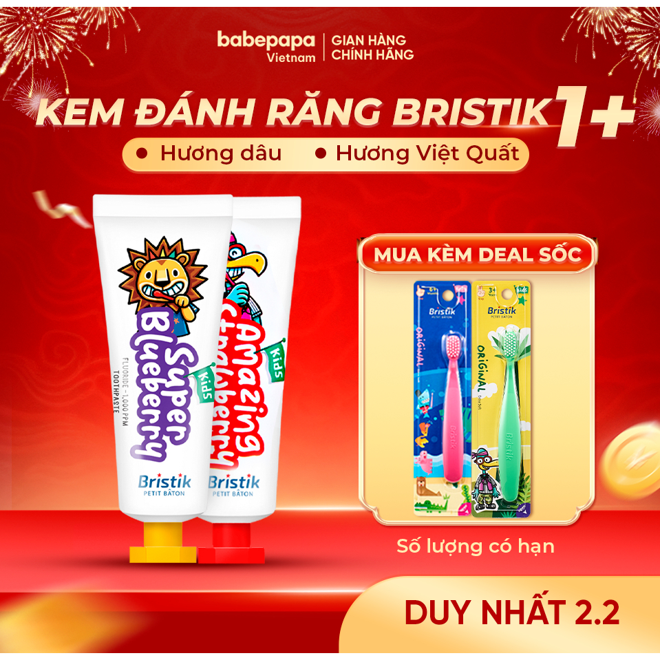 Kem Đánh Răng Cho Bé Bristik Hàn Quốc Kem Đánh Răng Cho Bé Trên 1 Tuổi, Kem Đánh Cho Trẻ Chống Sâu R