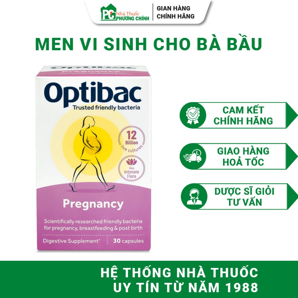 Men Vi Sinh Optibac Pregnancy Cho Bà Bầu & Sau Sinh - Bổ Sung Lợi Khuẩn, Hỗ Trợ Tiêu Hoá 30 Viên/Hộp