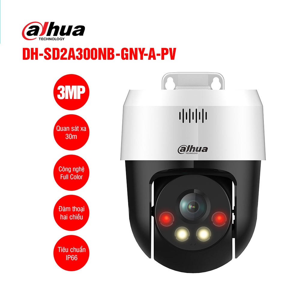 Camera PoE quay quét ánh sáng kép báo động Dahua 3.0MP DH-SD2A300NB-GNY-A-PV, chính hãng
