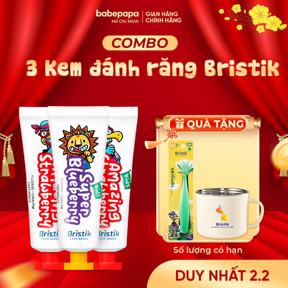 Kem Đánh Răng Cho Bé từ 1 Tuổi  Bristik Hàn Quốc Kem Đánh Răng Trẻ Em Hữu Cơ Gíup Ngăn Ngừa Sâu Răng