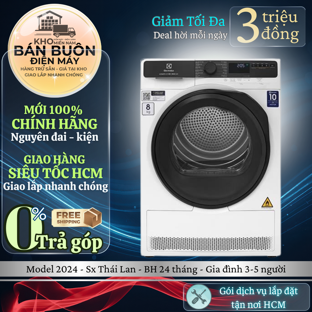 EDH803J5WC Máy sấy bơm nhiệt Electrolux 8kg UltimateCare 500 EDH803J5WC