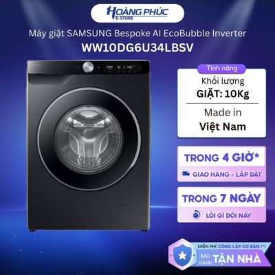 Máy Giặt SAMSUNG Bespoke AI EcoBubble Inverter WW10DG6U34LBSV | Cửa Trước AI Control 10 kg {Toàn Quốc}