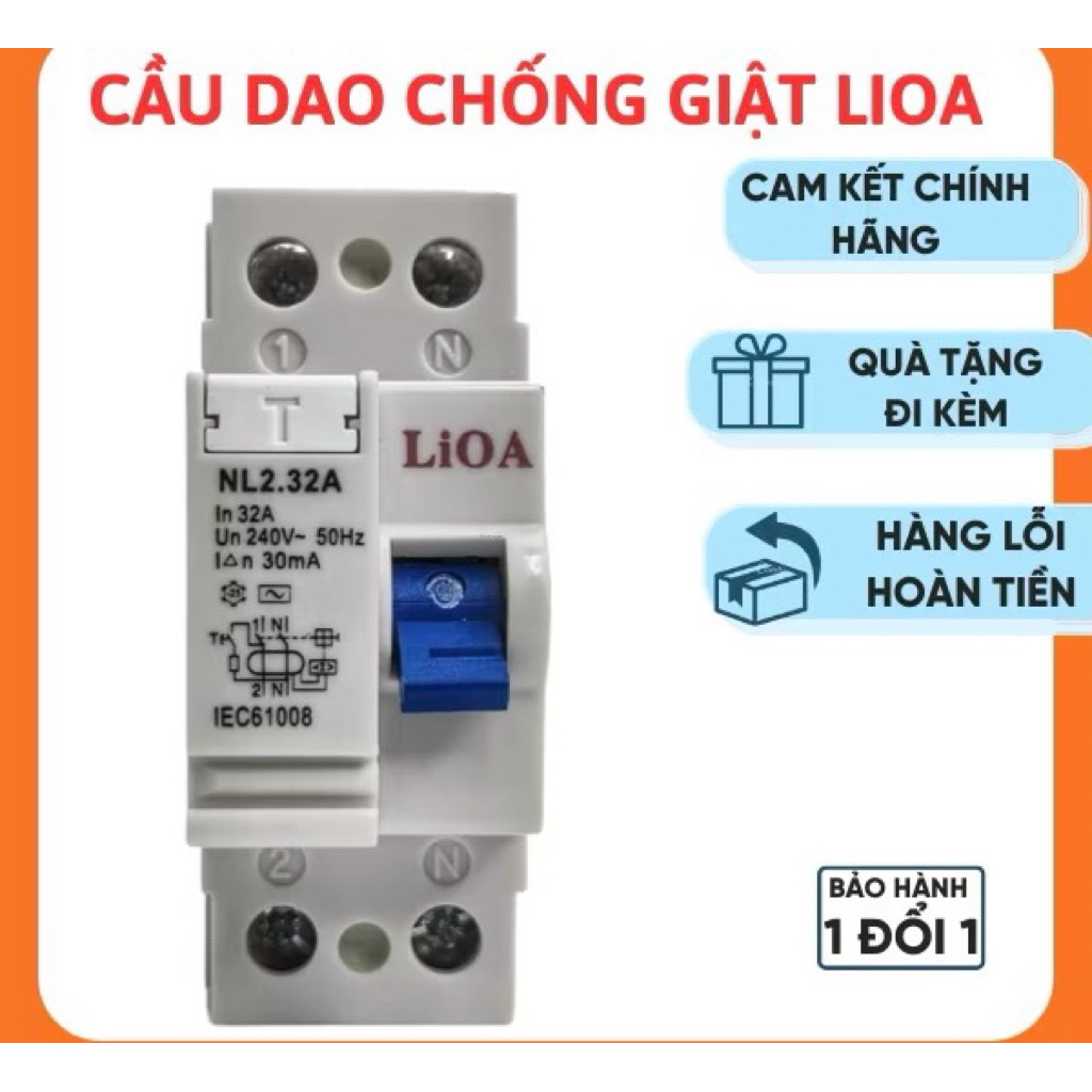 cầu dao chống giật Lioa RCCB,aptomat chống giật Lioa,CB chống giật Lioa,aptomat chống giựt,áp tô mát
