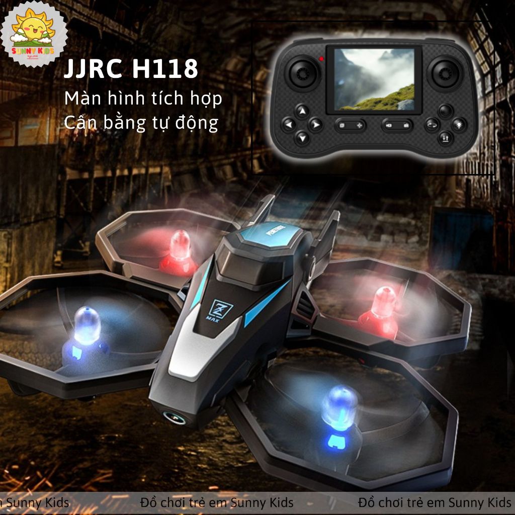 Drone Mini JJRC H118, Máy bay đồ chơi điều khiển từ xa ổn định, an toàn, kích thước gọn, đèn Led nhi