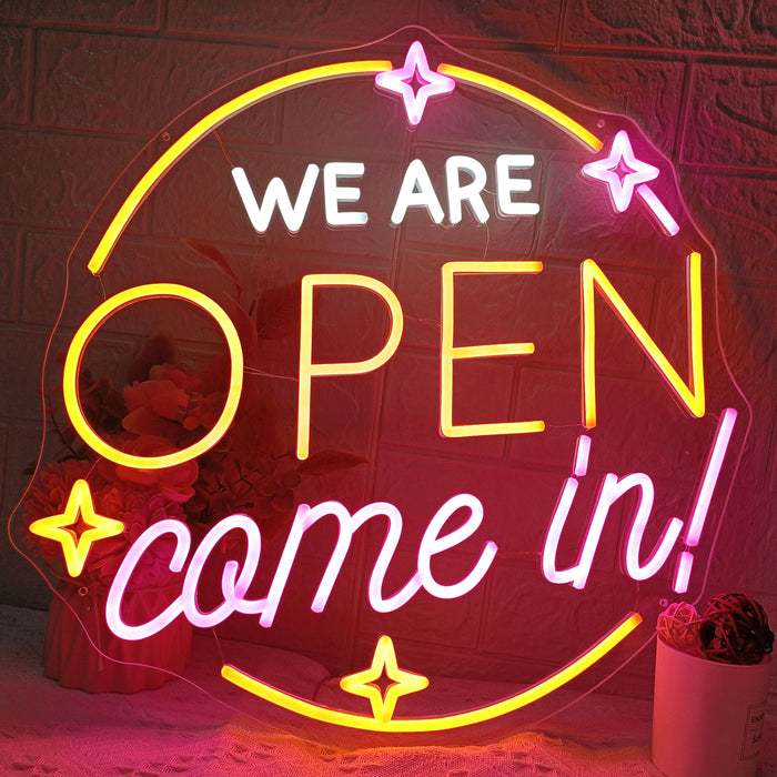 Bảng Đèn LED Neon Decor "Open - Come In" Trang Trí Neon Sign New Lux3 1104-25