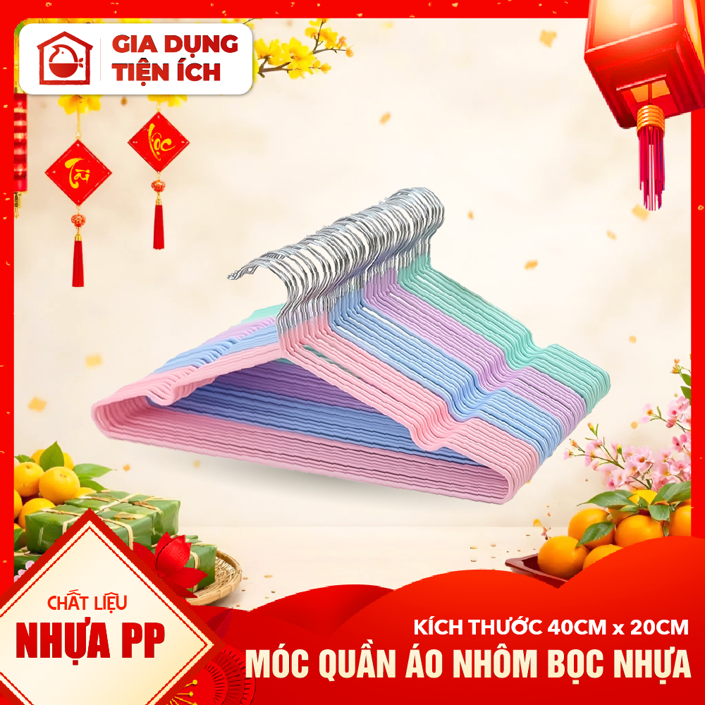 Combo 10 cái hoặc 20 cái Móc quần áo nhôm bọc cao su loại 40cm