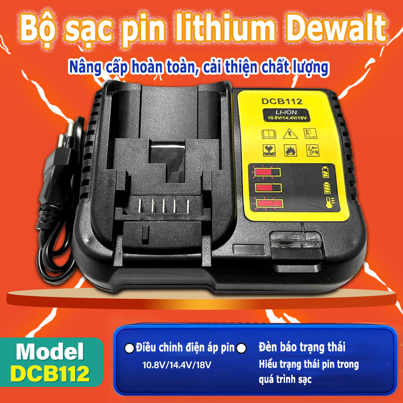 DCB112 Pin Sạc Thay Thế Cho Dewalt 10.8/14.4/18V Sạc Nhanh Cắm Tương Thích Với DCB206 DCB205 DCB204 