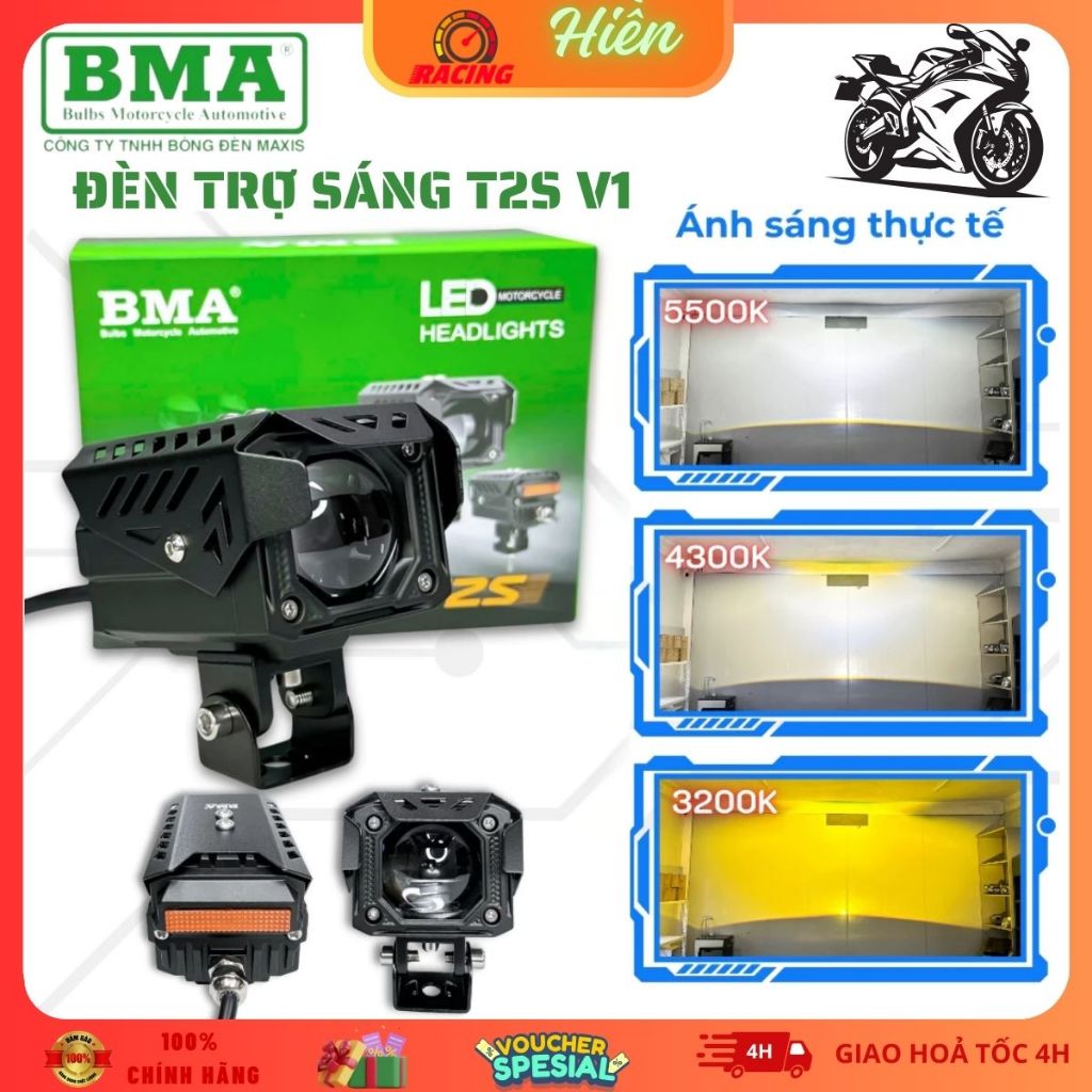 Đèn Trợ Sáng LED T2S V1 BMA – Công Suất 50W, Chống Nước IP68,  Pha Màn Chập, Bảo Hành 12 Tháng