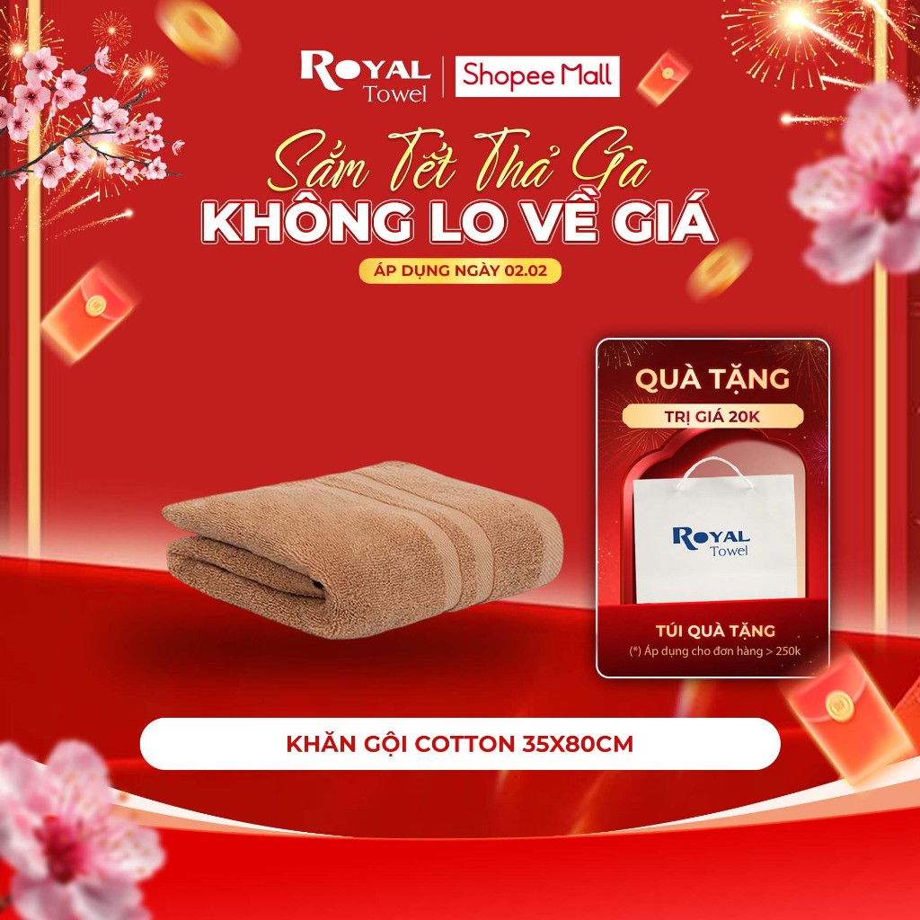 Khăn Gội Royal Towel 35x80cm 100% Cotton Mềm Mại, Thấm Hút, Kháng Khuẩn