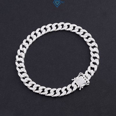 Lắc tay bạc nam mắt xích đặc bản nhỏ 6mm đính đá sang trọng LTA0119 - Trang Sức TNJ