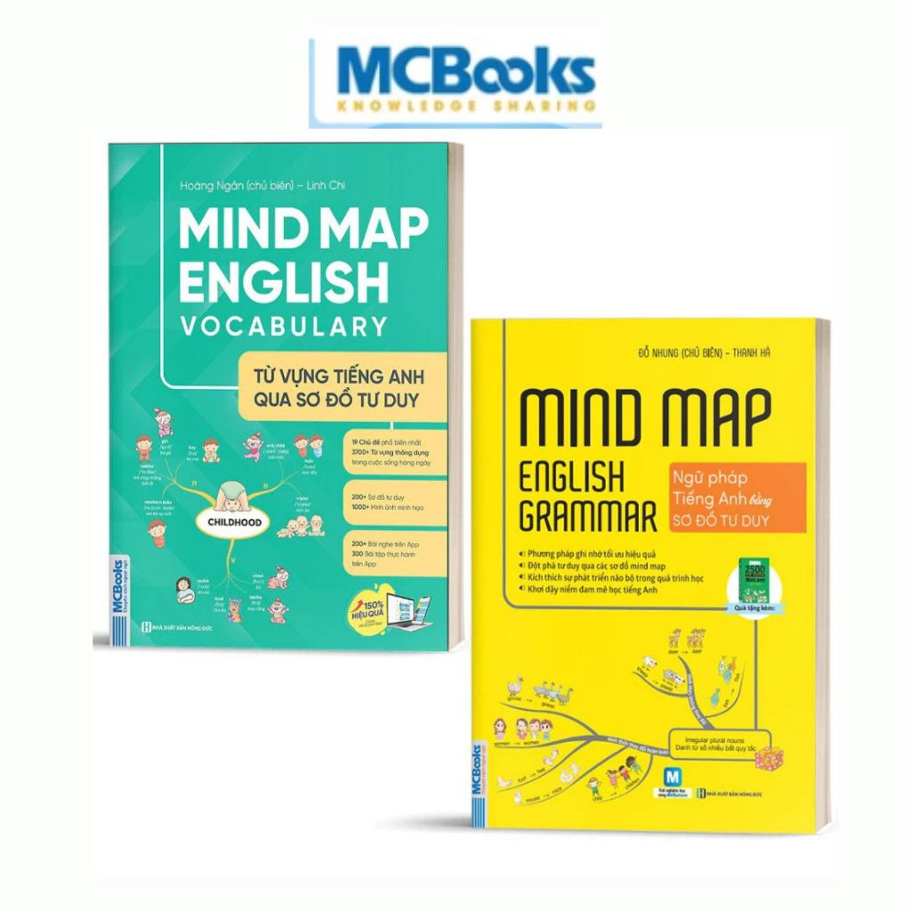 Sách - Combo Mindmap English Grammar và Mindmap English Vocabulary - Tặng Kèm Học App Online