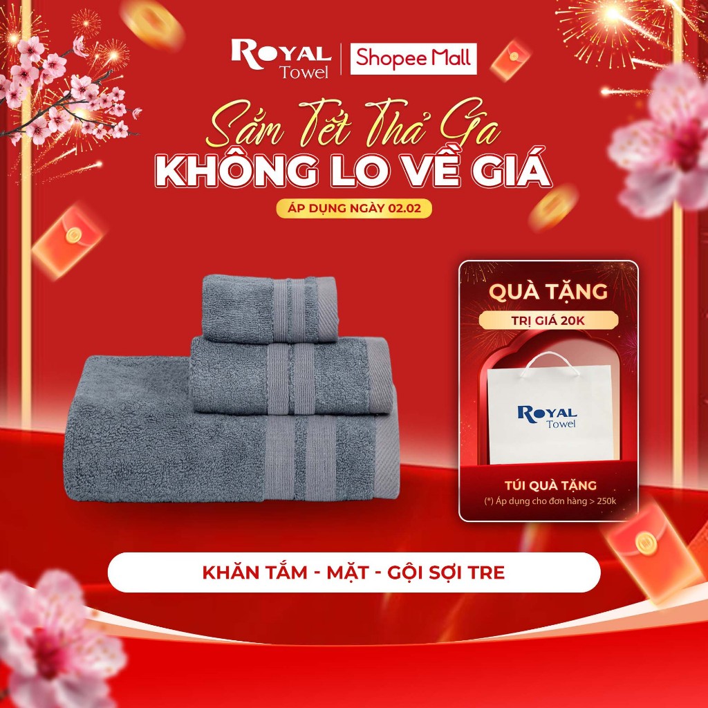Khăn Tắm, Khăn Gội Đầu, Khăn Lau Mặt Sợi Tre ROYAL TOWEL Cao Cấp Xuất Nhật, Thấm Hút Không Ra Màu