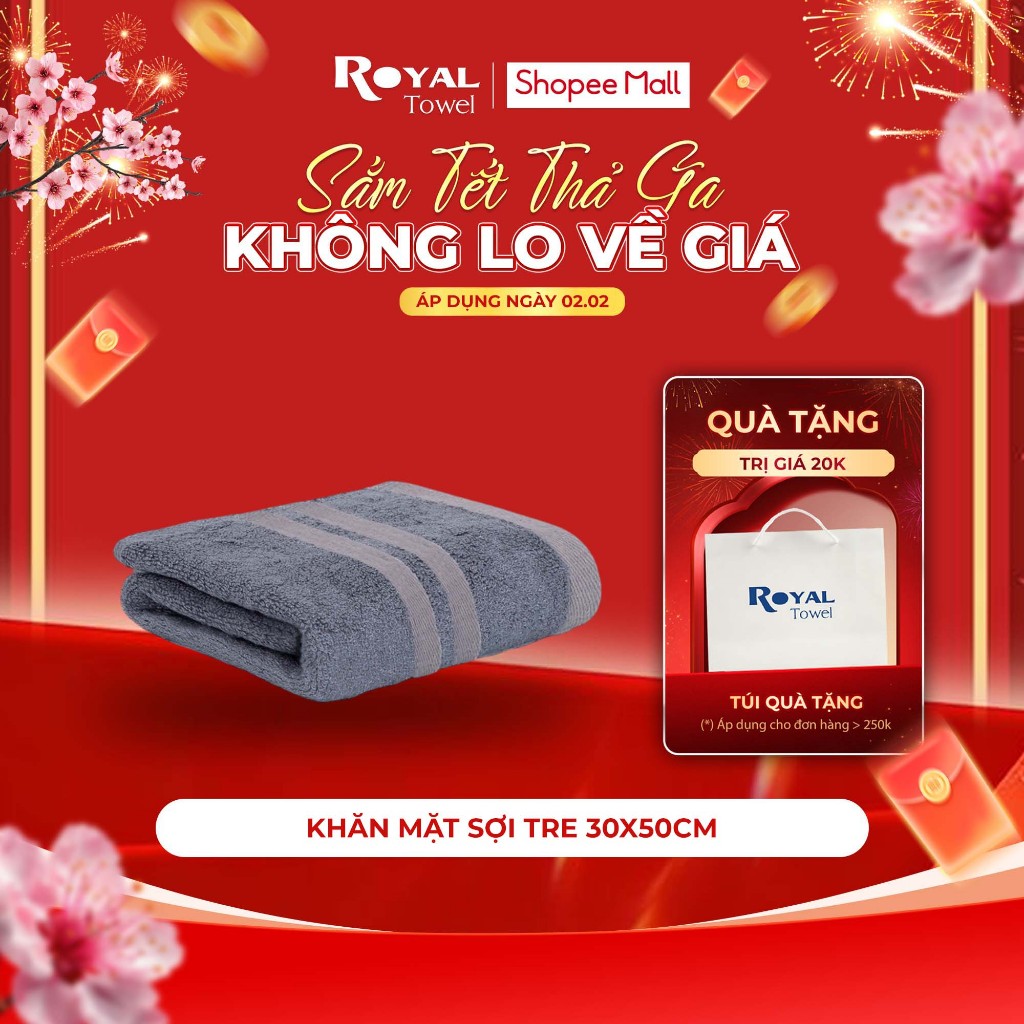 Khăn Mặt Sợi Tre Royal Towel 30x50cm Mềm Mại, Thấm Hút, Kháng Khuẩn