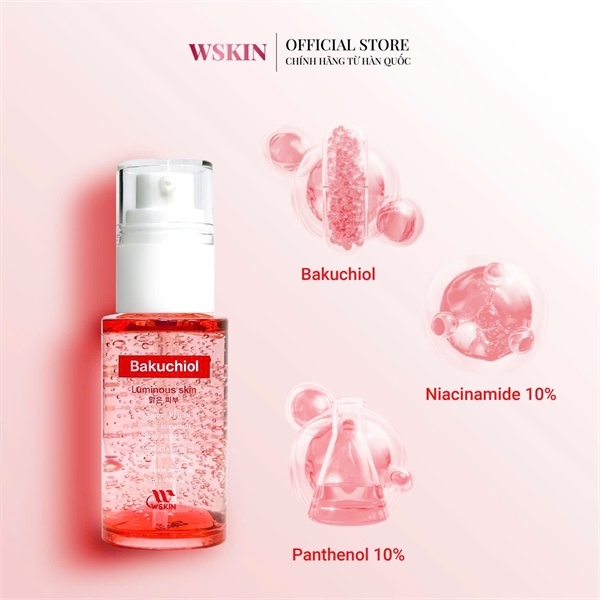 Serum Bakuchiol WSKIN Mờ Thâm Mụn Sáng Da Niacinamide 10% Panthenol 10% Chính Hãng Hàn Quốc SP002209