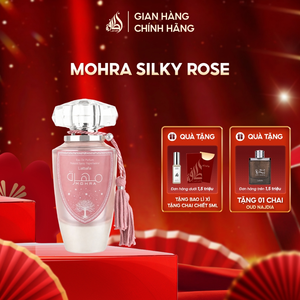 Nước hoa unisex Lattafa Mohra Silky Rose EDP hương thơm quý phát lãng mạn 100ml