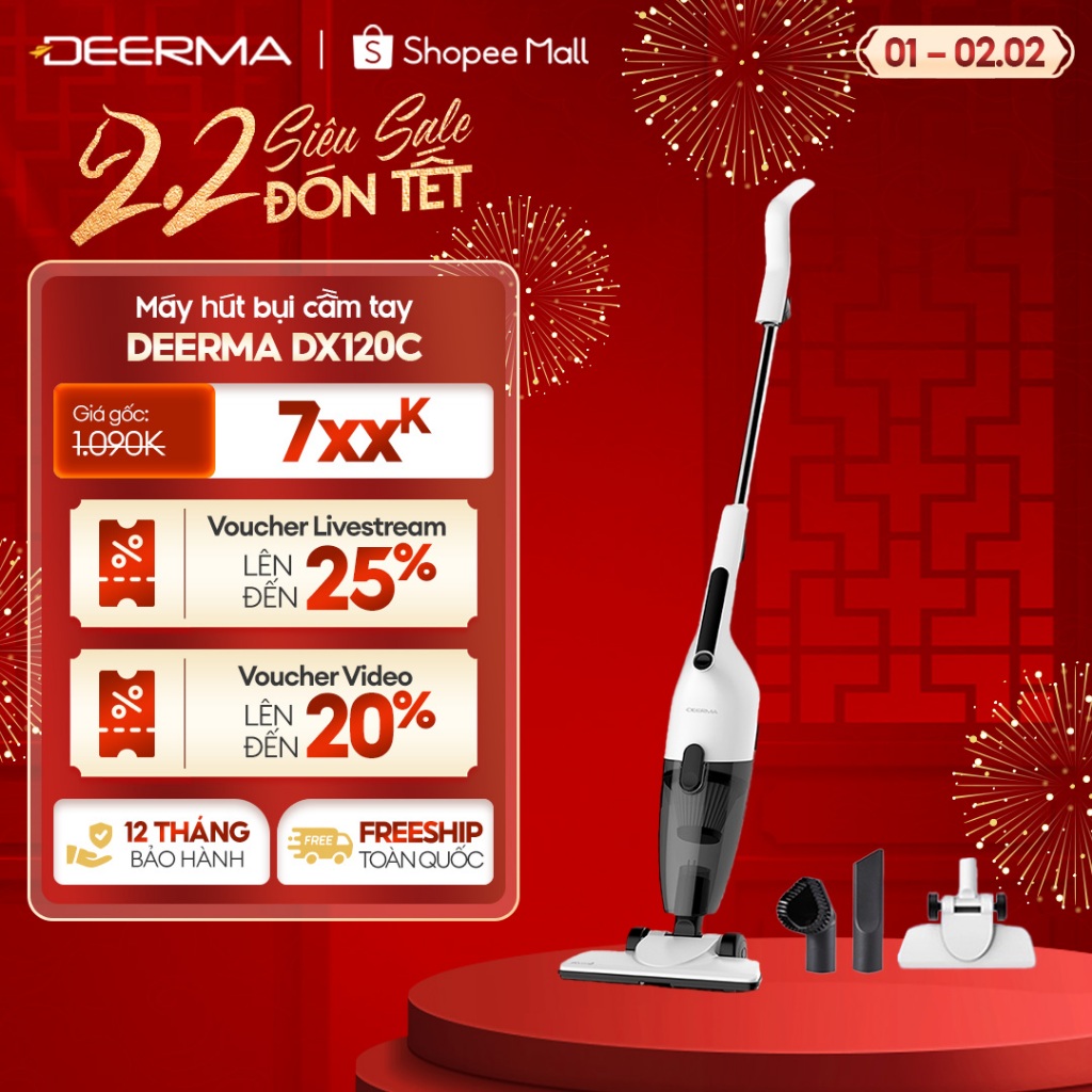 [Deerma x Hannah] Máy hút bụi cầm tay Deerma DX120C lực hút 16000pa, công suất 600W phiên bản 2025 -