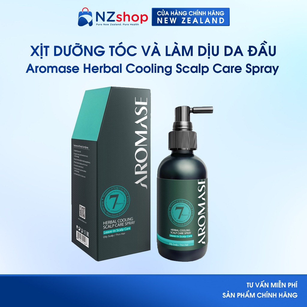 Xịt dưỡng tóc và làm dịu viêm da đầu Aromase Herbal Cooling Scalp Care Spray 40ml