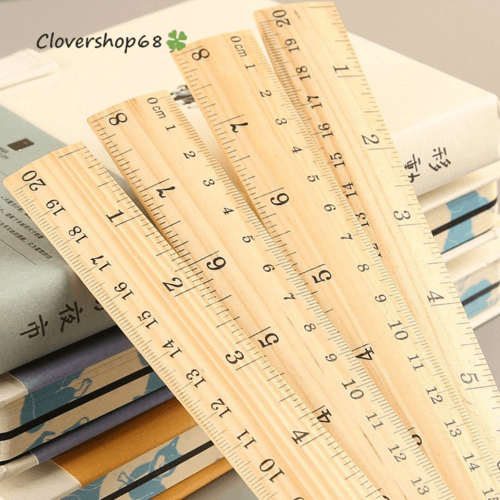 🍀(Set 5) Thước kẻ gỗ, thước kẻ học sinh 15cm 20cm 30cm 🍀Clovershop68🍀