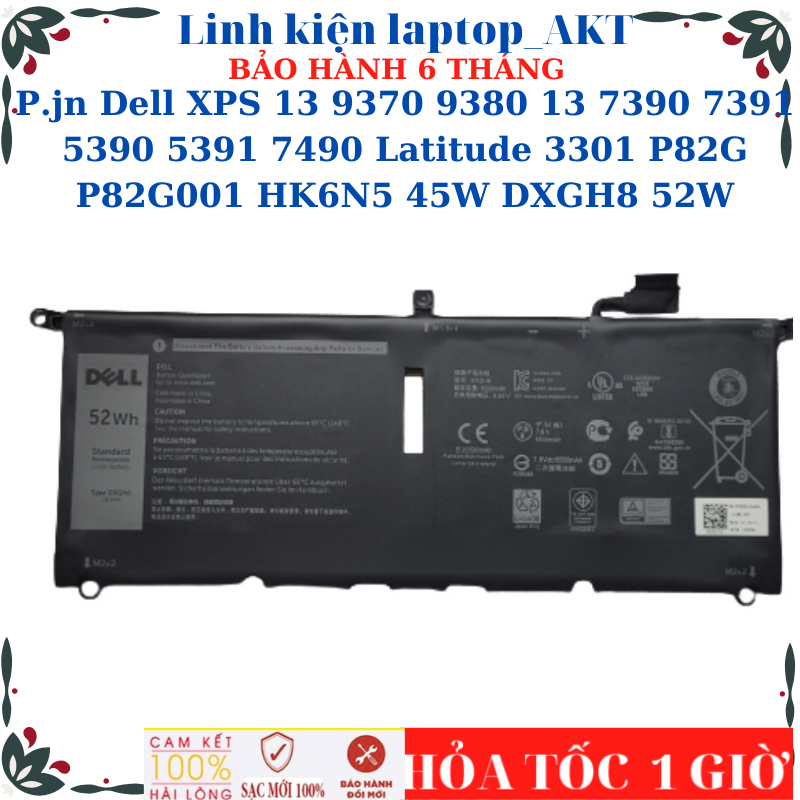 Sạc Pin Dell XPS 13 9370 9380 13 7390 7391 5390 5391 7490 Latitude 3301 P82G P82G001 HK6N5 45W  DXGH