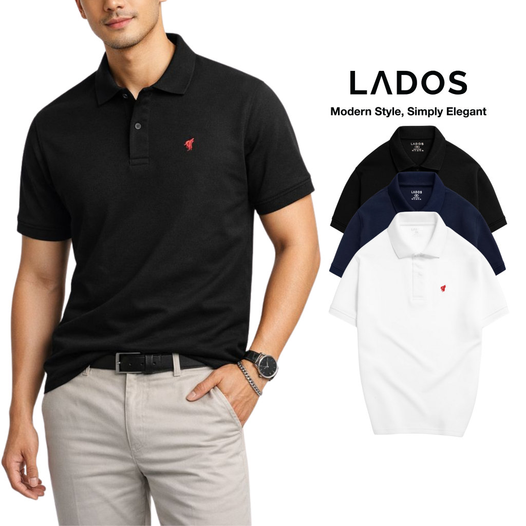 Áo thun polo nam ngắn tay LADOS-9180 thun cá sấu interlock basic trẻ trung, phong cách Hàn Quốc