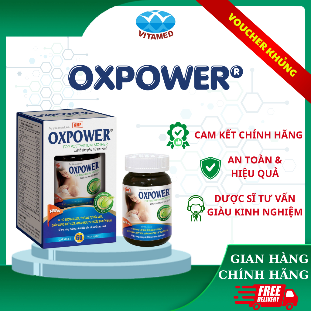 Lợi Sữa Oxpower 60 viên - Giúp tăng tiết sữa tăng chất lượng sữa mẹ
