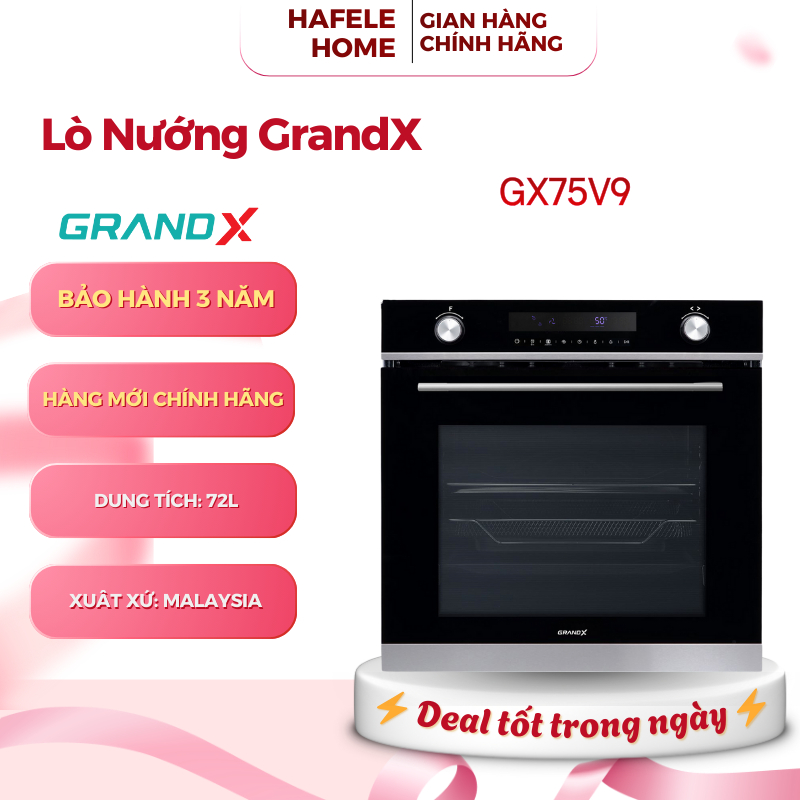 Lò Nướng Âm Tủ GrandX GX75V9 – Dung Tích 75 Lít – 12 Chương Trình Nấu – Công Suất 3000W - EEH