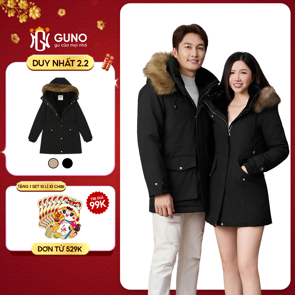 Áo Khoác Parka Nam Nữ GUNO Xịn Lót Lông Cao Cấp Túi Hộp Có Mũ Siêu Ấm Thời Trang SP5 25AG145/AB148