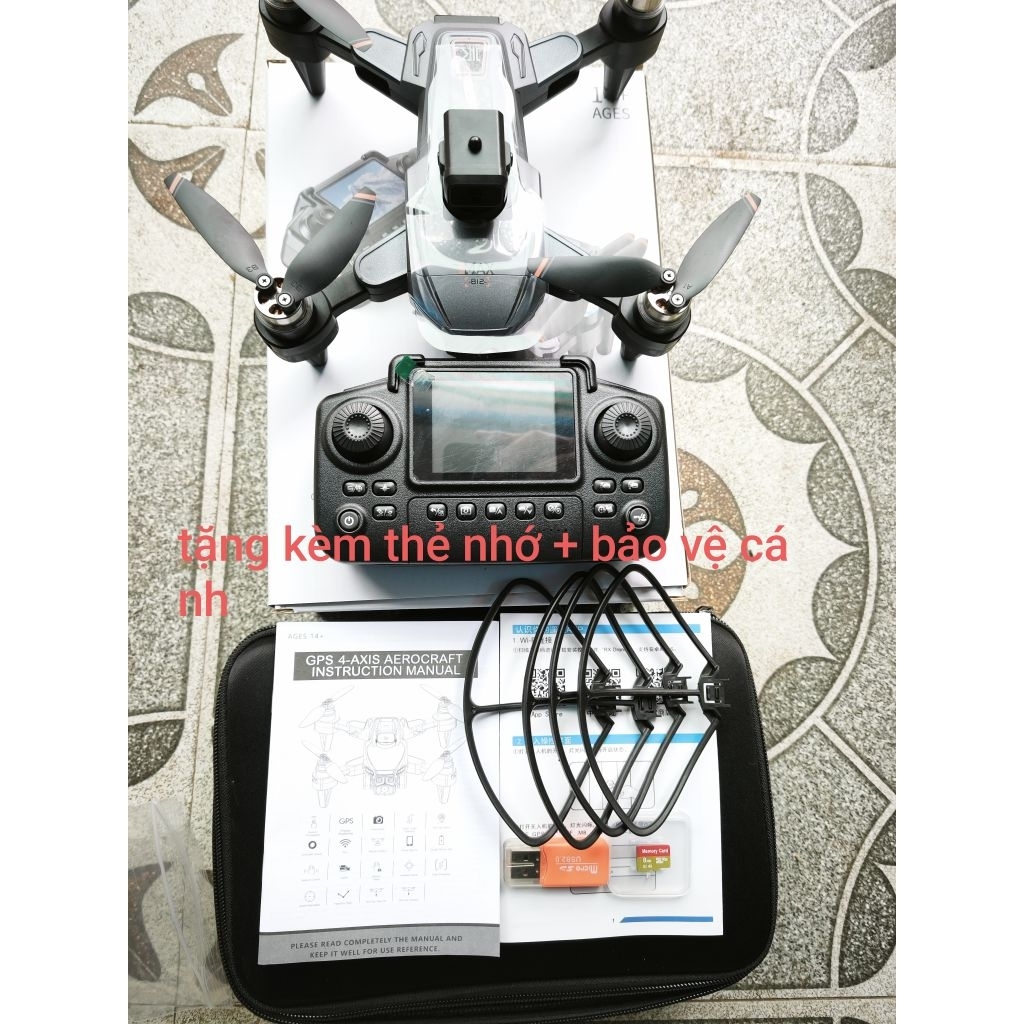 TẶNG THẺ 8G-FLYCAM K812 MAX TAY CẦM RC ĐỘNG CƠ KHÔNG CHỔI THAN CẢM BIẾN VA CHẠM 360 TRỞ VỀ THÔNG MIN