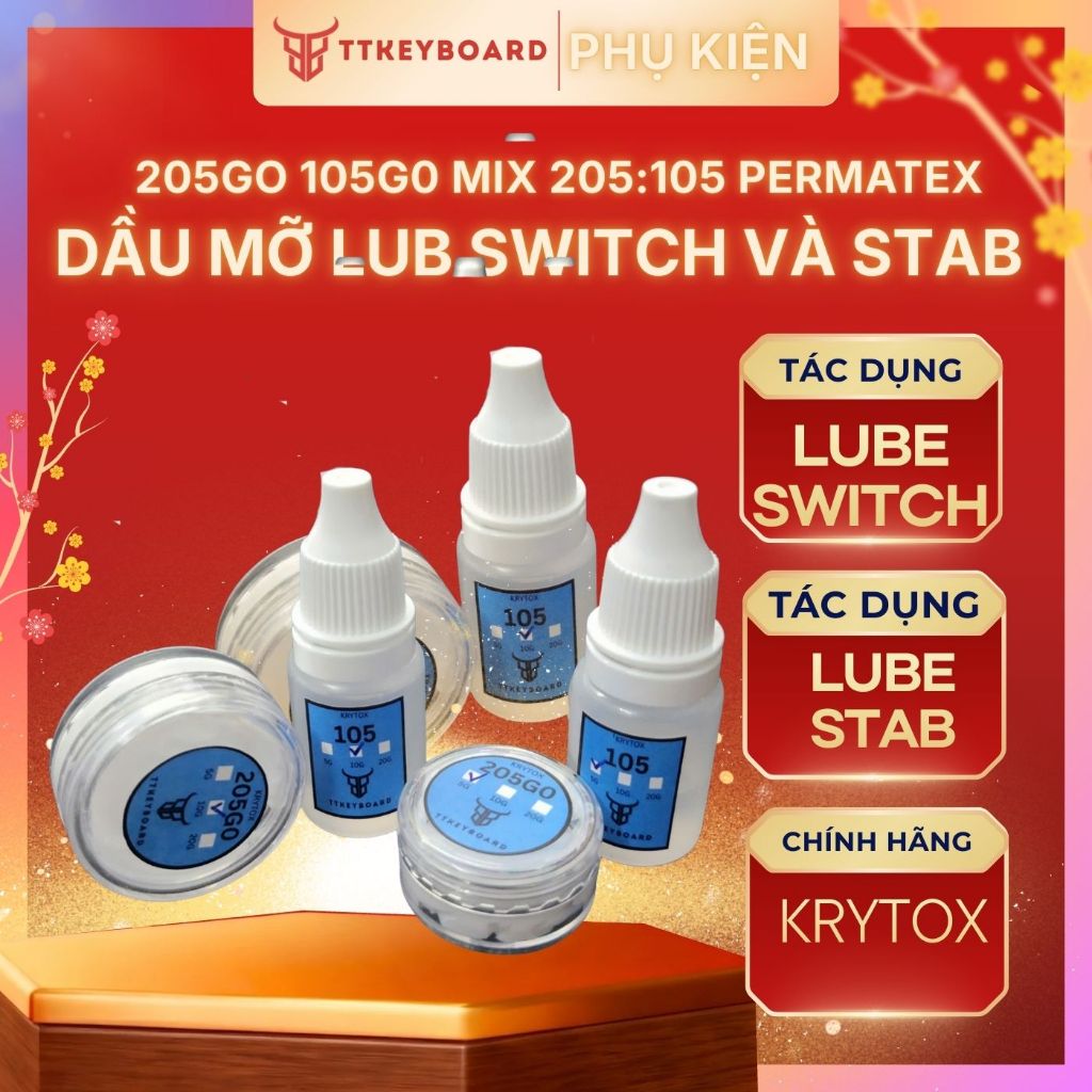 [Hỏa Tốc] Dầu Mỡ Krytox GPL 205G0 GPL 105 Chuyên Lube Switch Và Stab Bàn phím Cơ Hỗ Trợ Mod Lube