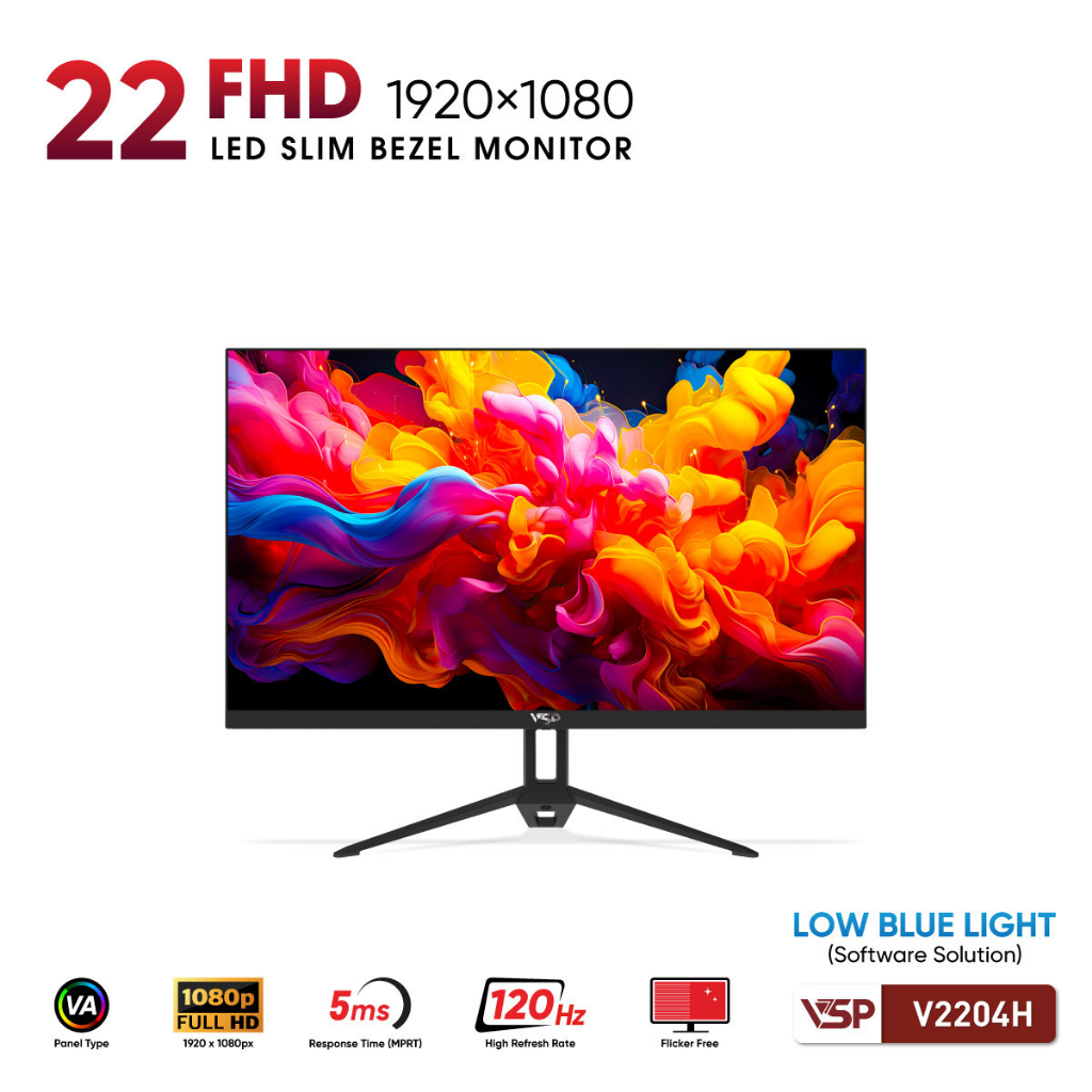 Màn Hình 22 Inch 120Hz VA FHD | VSP V2204H - Màu Đen  | Chính Hãng