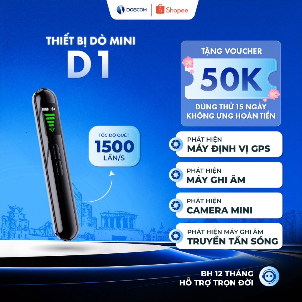 Thiết Bị Dò Tìm Phát Hiện Camera, Máy Ghi Âm, Máy Định Vị GPS DOSCOM D1, Hoạt Động Chính Xác