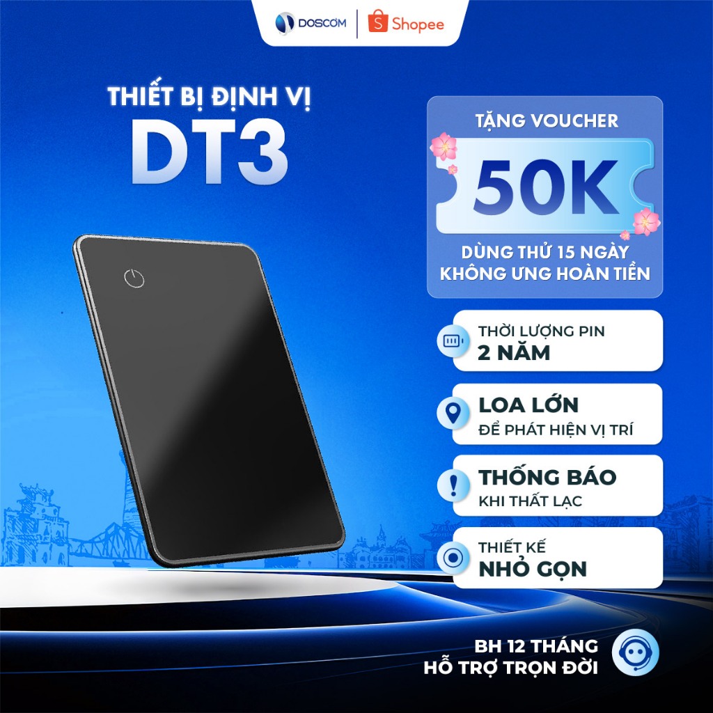 Thẻ Tìm Đồ Vật Thông Minh Doscom Tag - Tích Hợp Định Vị GPS Toàn Cầu - Dùng Cho iOS - Thời Lượng Pin